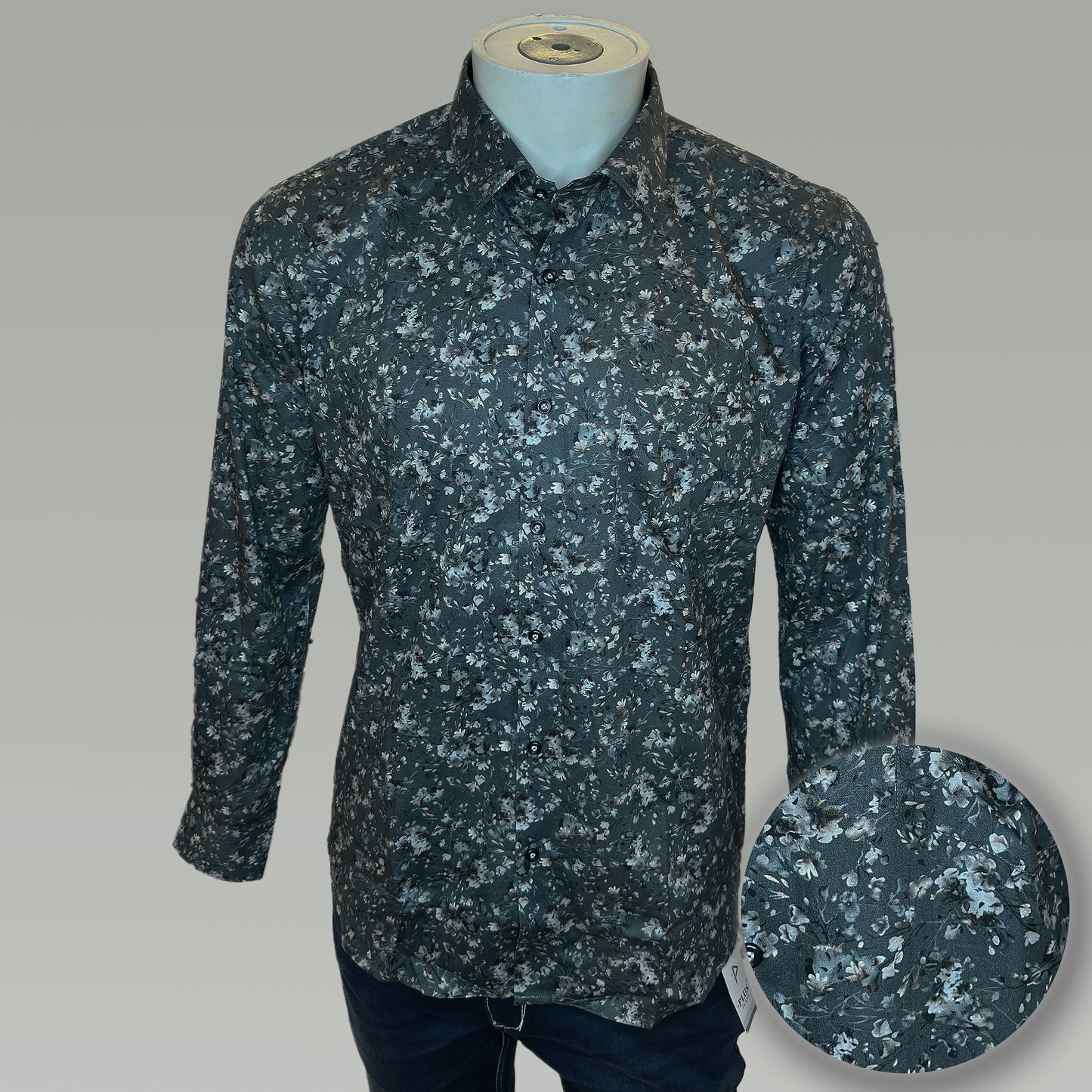 Men's Floral Grey Full-Sleeve Shirt