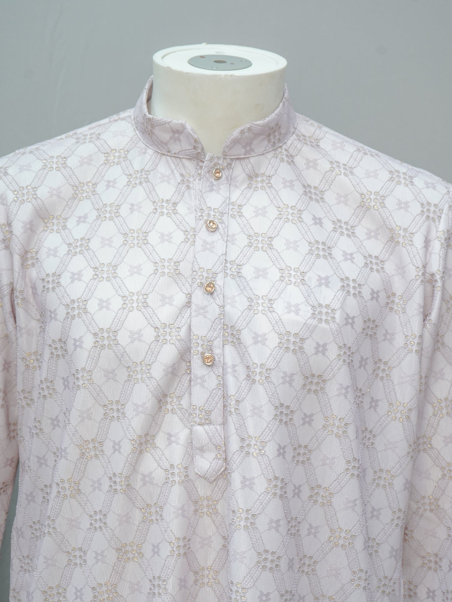 Men's Lilac Floral Lattice Kurta