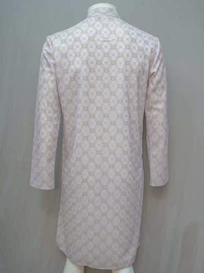 Men's Lilac Floral Lattice Kurta