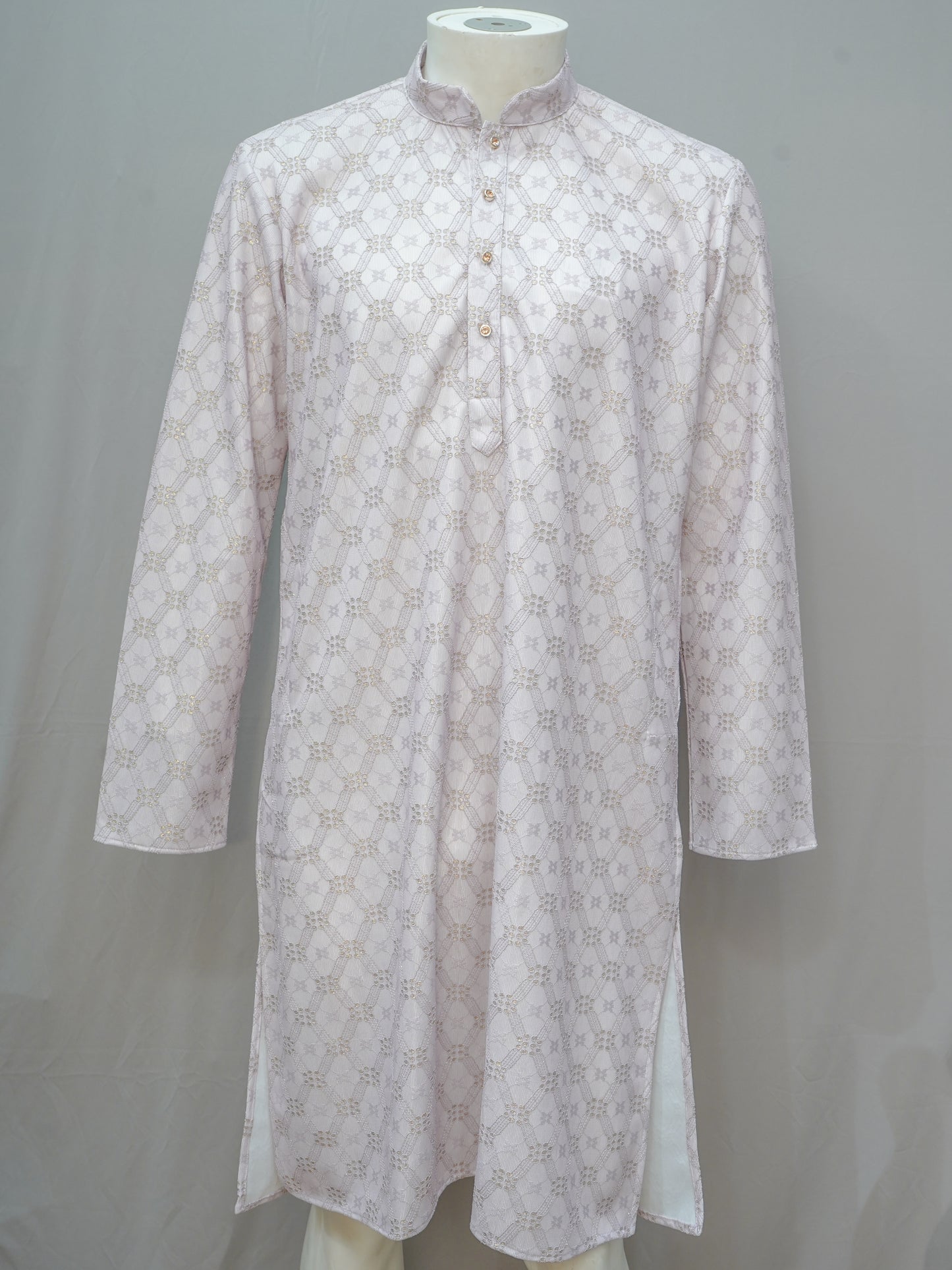 Men's Lilac Floral Lattice Kurta