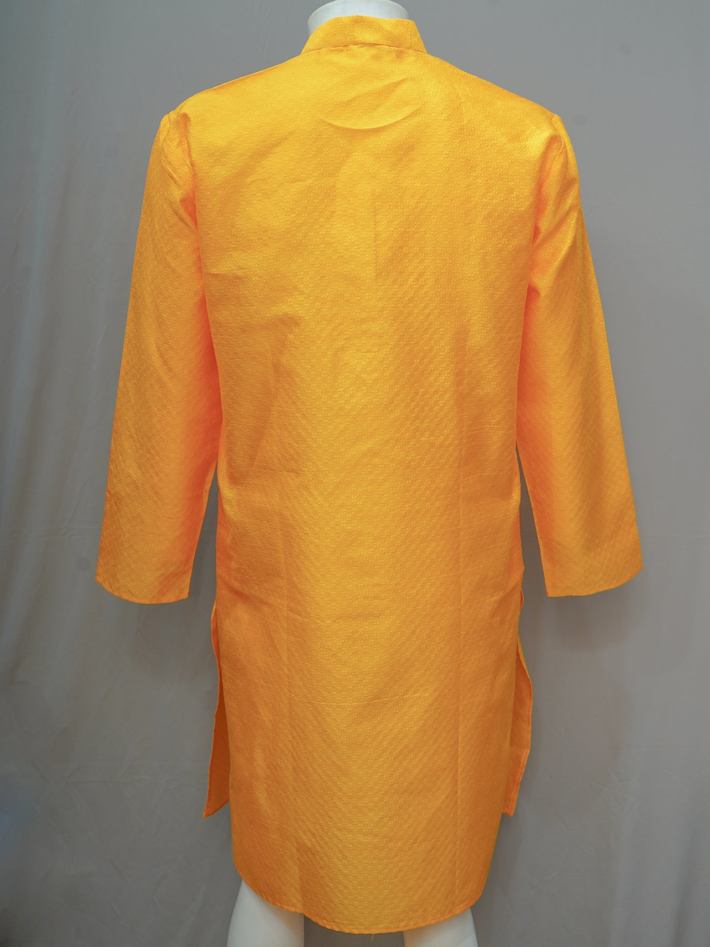 Men's Yellow Diamond Weave Festive Cotton Kurta