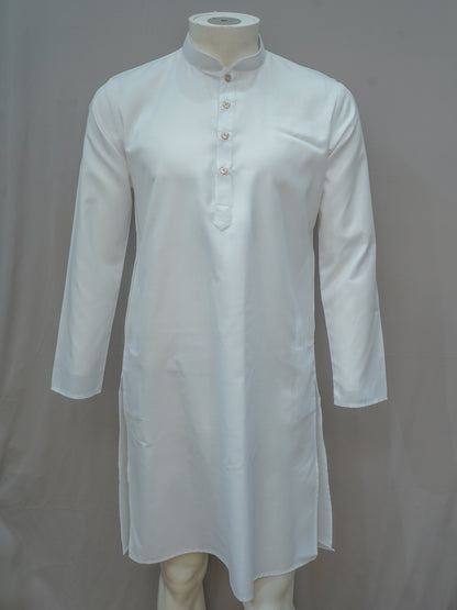 Men's Classic Plain White Kurta