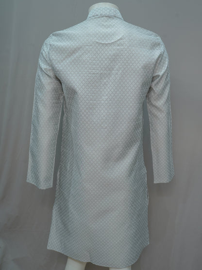 Men's Grey Diamond Weave Cotton Kurta - Everyday Ethnic Wear