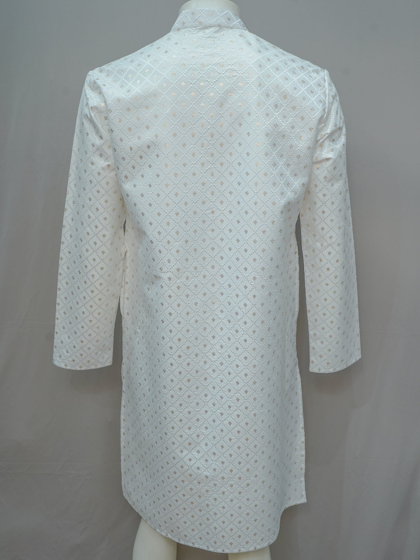 Men's Pearl White Embroidered Kurta