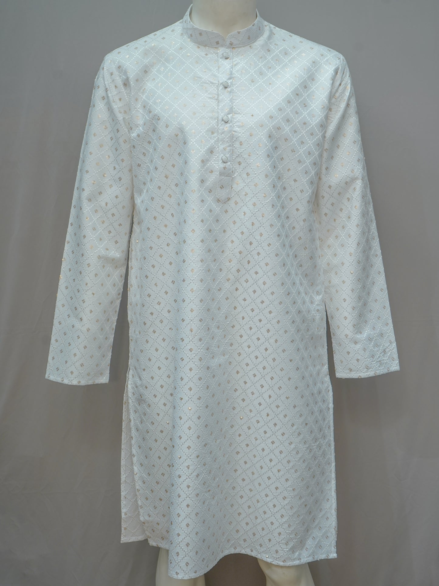 Men's Pearl White Embroidered Kurta