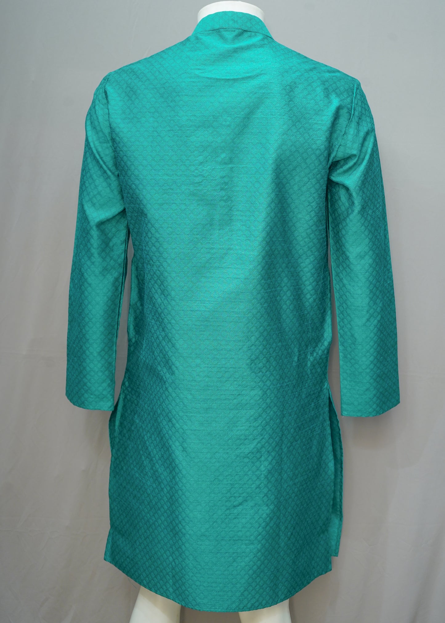 Men's Vibrant Green Diamond Weave Cotton Kurta - Festive Wear