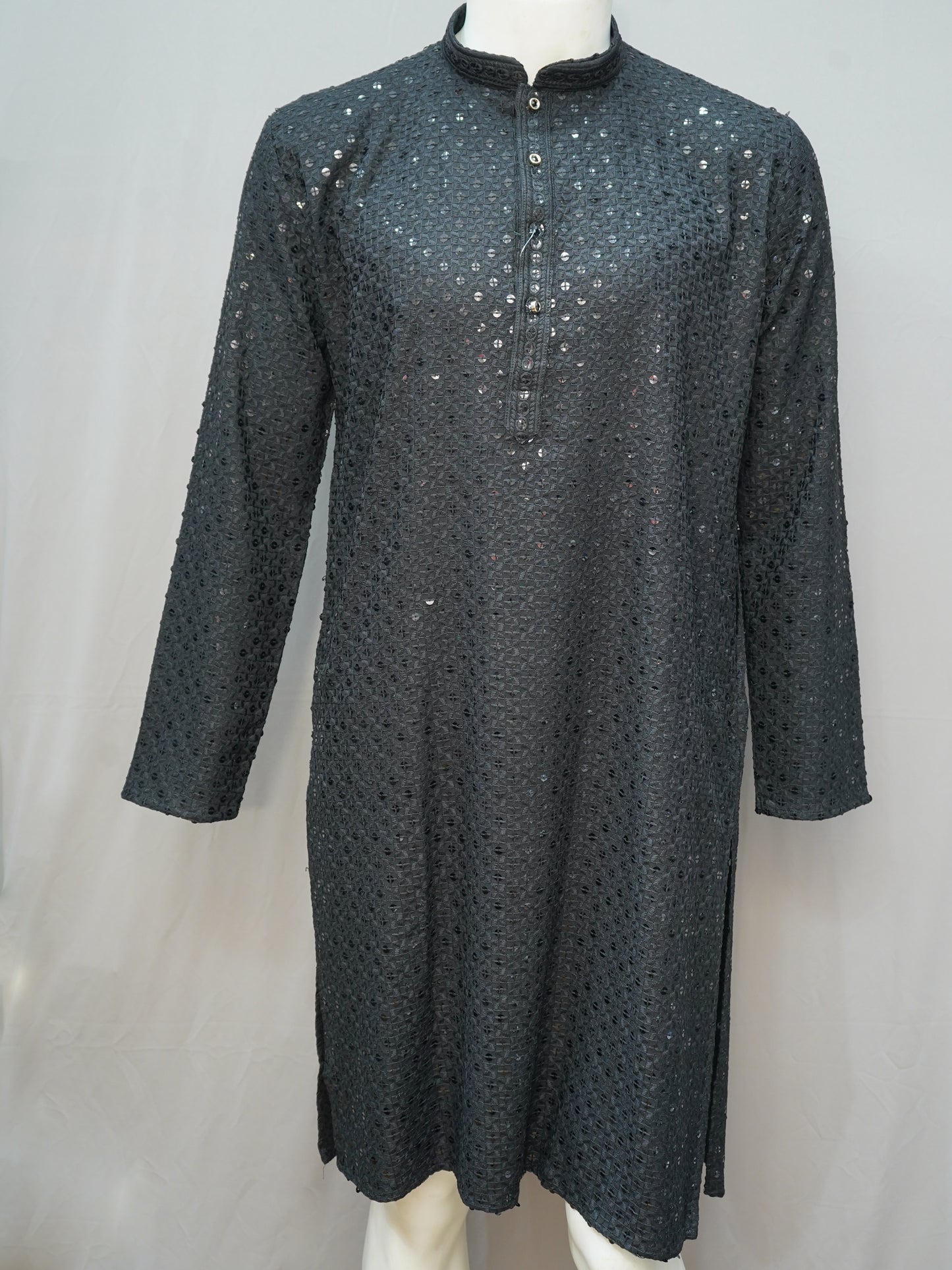 Men's Black Chikankari Embroidered Kurta - Festive Wear