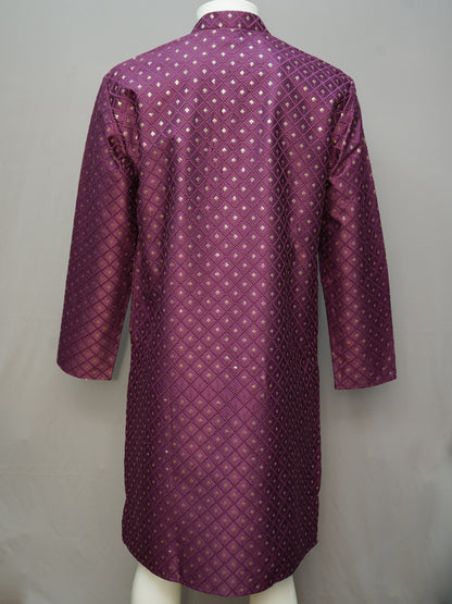 Men's Dark Purple Embroidered Kurta