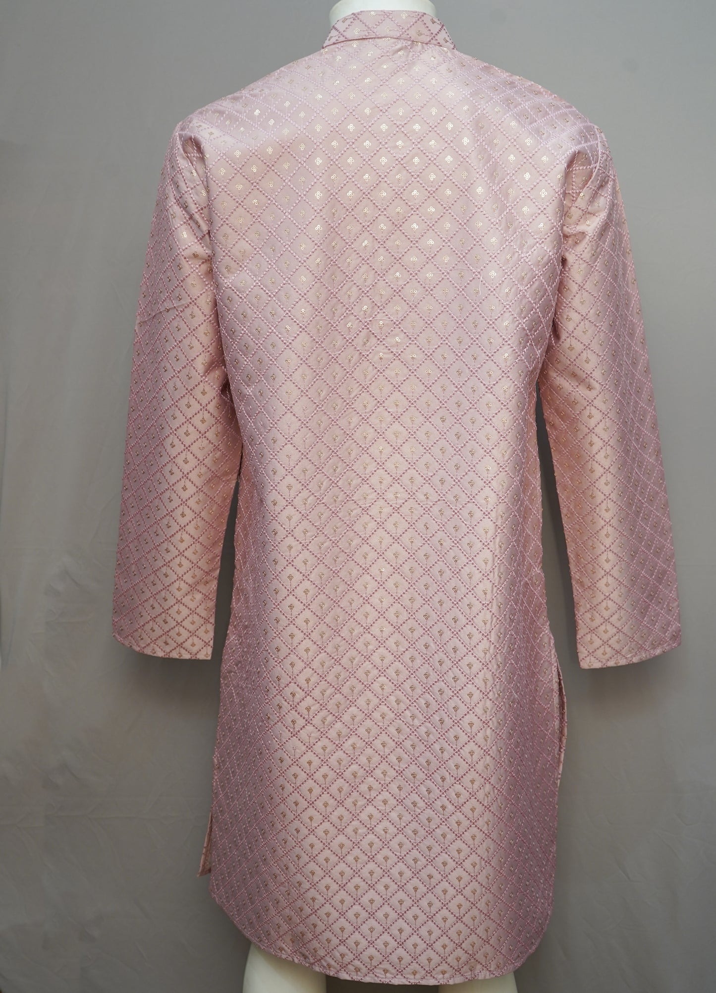 Men's Onion Pink Embroidered Kurta