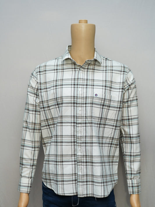 Front view of Off-White Check Shirt for Men.