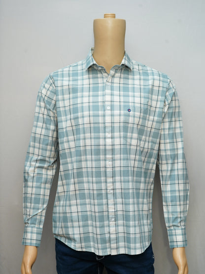 Mint Green and White Check Shirt front view