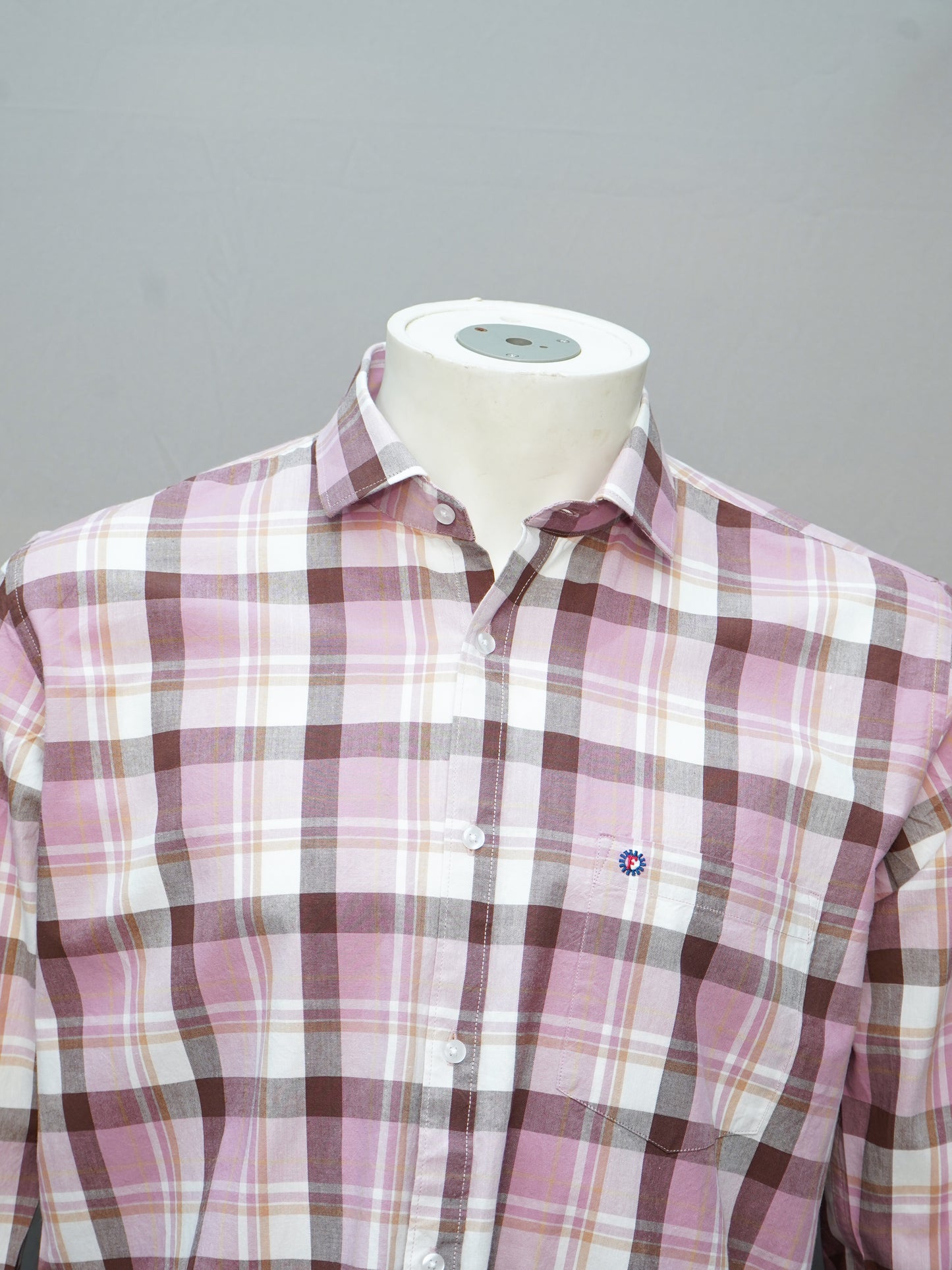 Pink and Brown Rich Plaid Check Men's Shirt