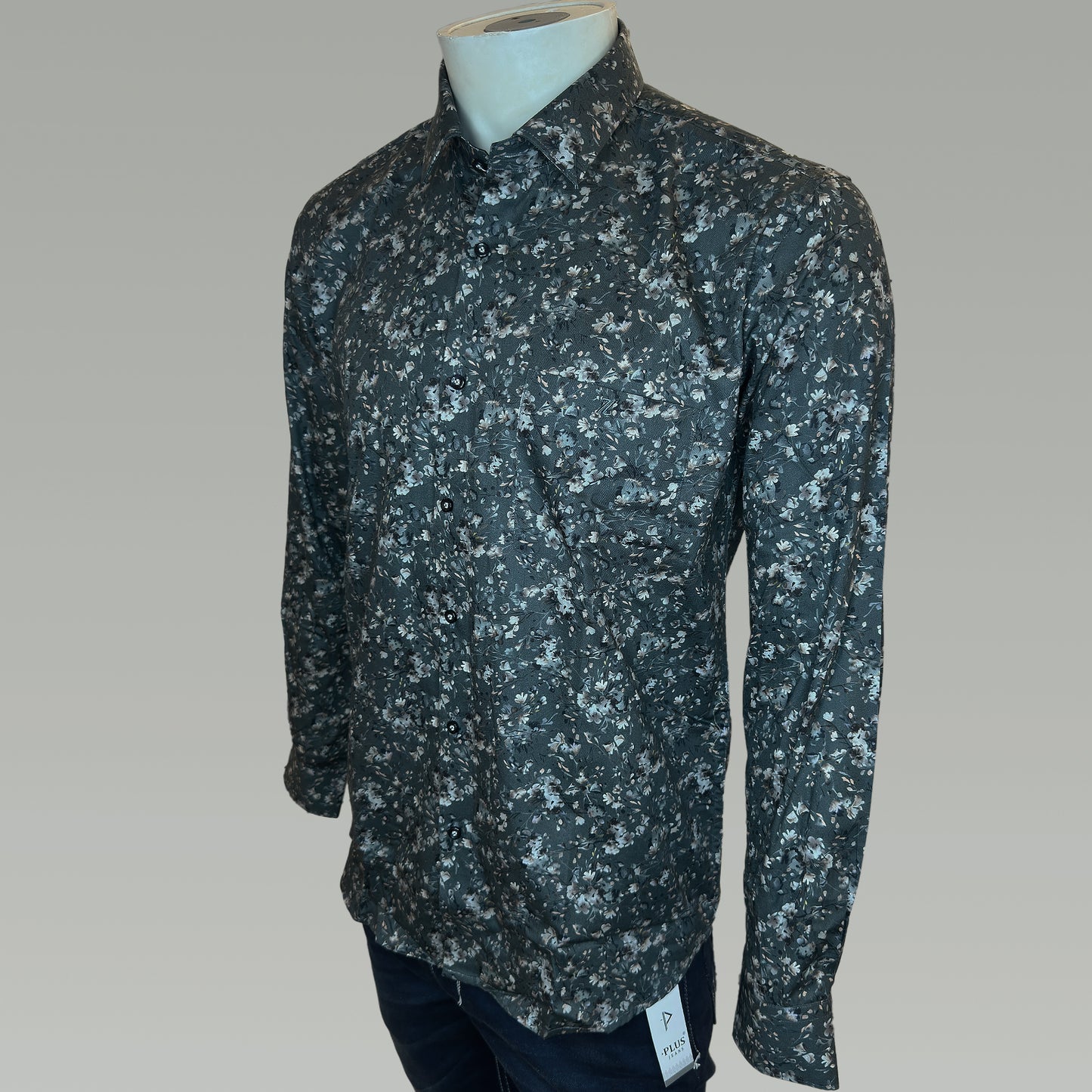 Men's Floral Grey Full-Sleeve Shirt