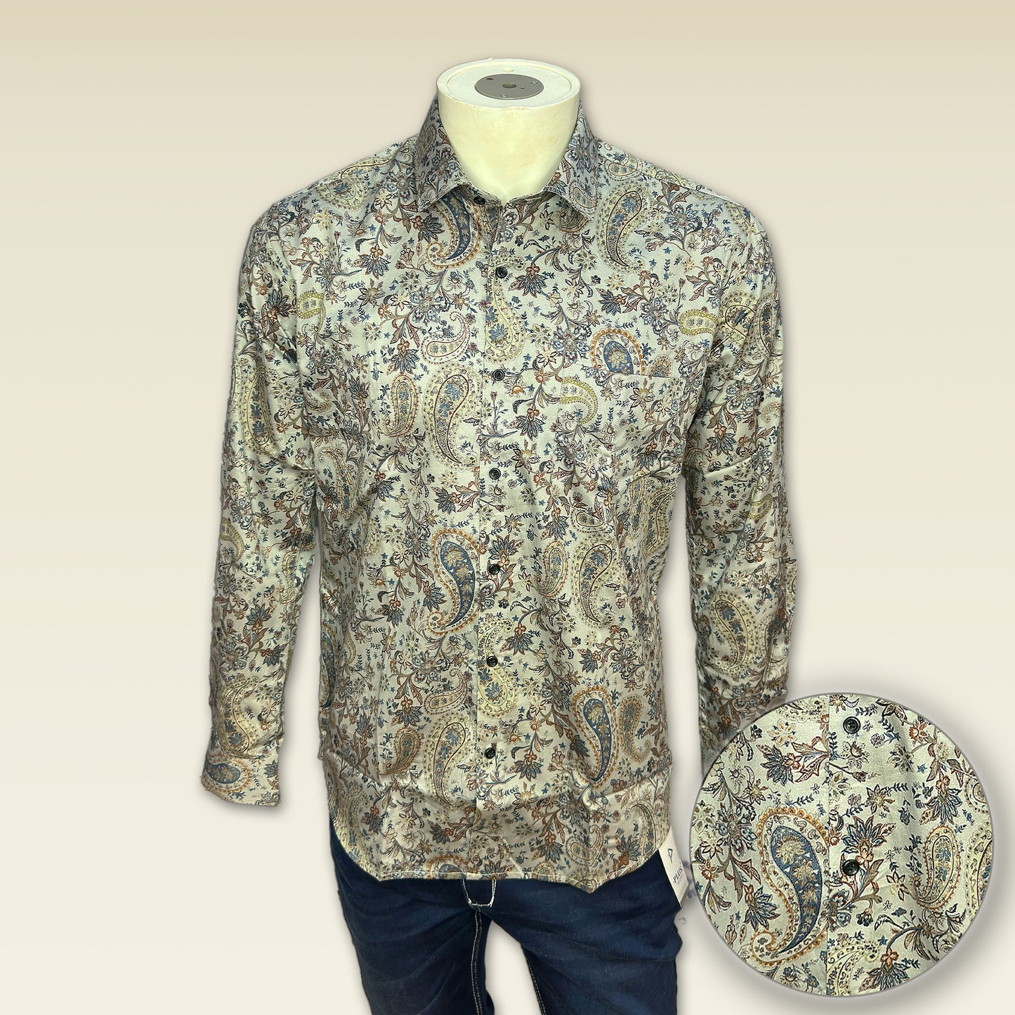 Beige Paisley Print Shirt